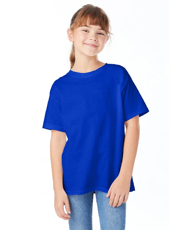 Hanes Youth ComfortSoft T-Shirt | Athletic Royal Plaid T-Shirt Polka Dot Checkered