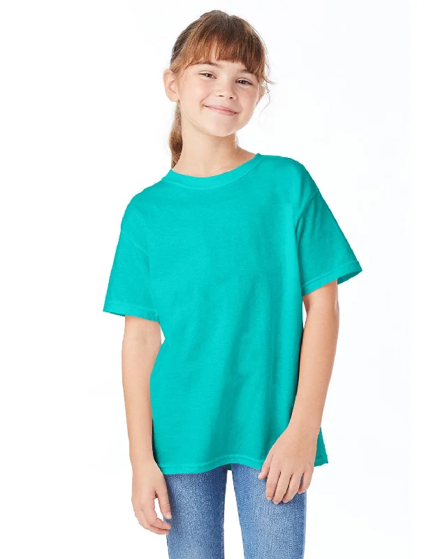 Hanes Youth ComfortSoft T-Shirt | Athletic Teal Silk Blend Satin Velvet