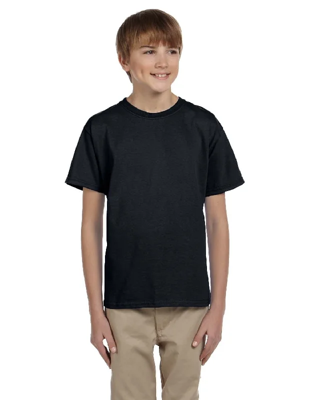 Hanes Youth Heavyweight 50/50 T-Shirts | Black Solid Print Embellished