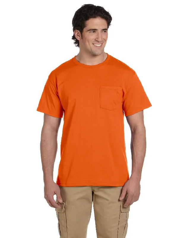 Jerzees 50/50 Pocket T-Shirt | Safety Orange Hooded Caped Shawl Collar