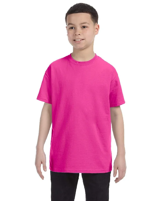 Jerzees Youth Heavyweight 50/50 T-Shirt | Cyber Pink Fleece Nylon Spandex