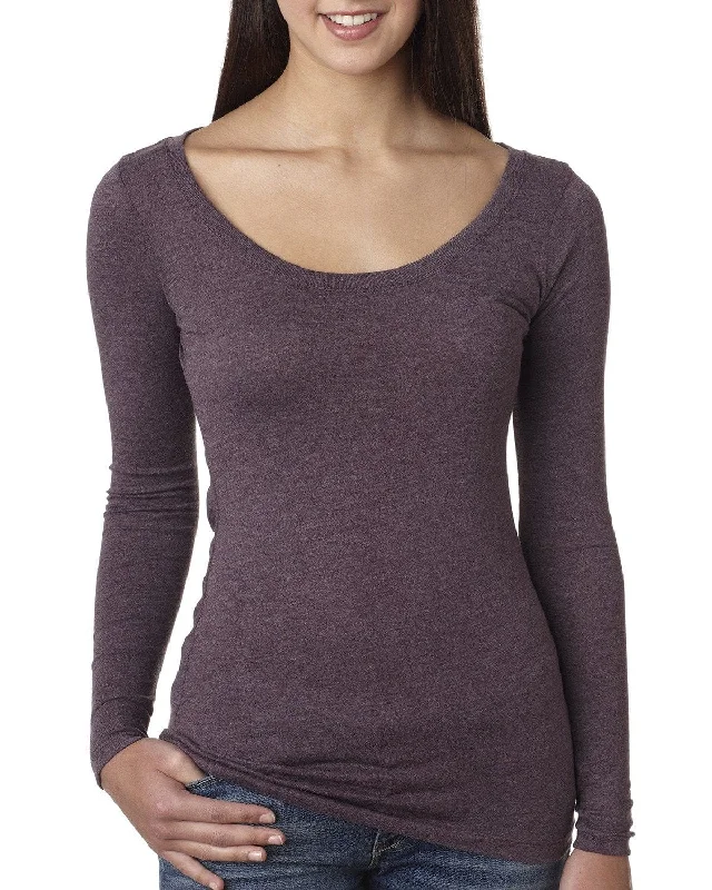 Next Level Ladies Triblend Long Sleeve Scoop Tee | Vintage Purple Welt Pockets Slit Pockets