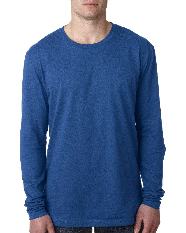 Next Level Mens Premium Long Sleeve Tee | Cool Blue Spandex Blend Rayon Blend Denim Blend