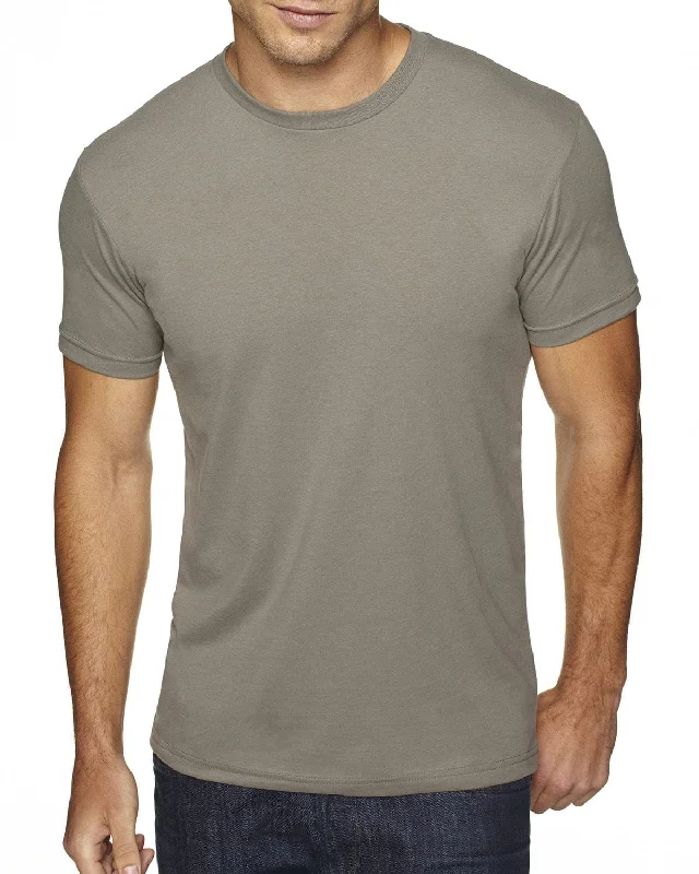 Next Level Mens Sueded T-Shirt | Warm Gray Collared Crew Neck Turtle Neck