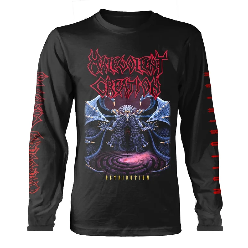 Malevolent Creation Unisex Long Sleeved T-Shirt :Retribution Striped Floral Plaid