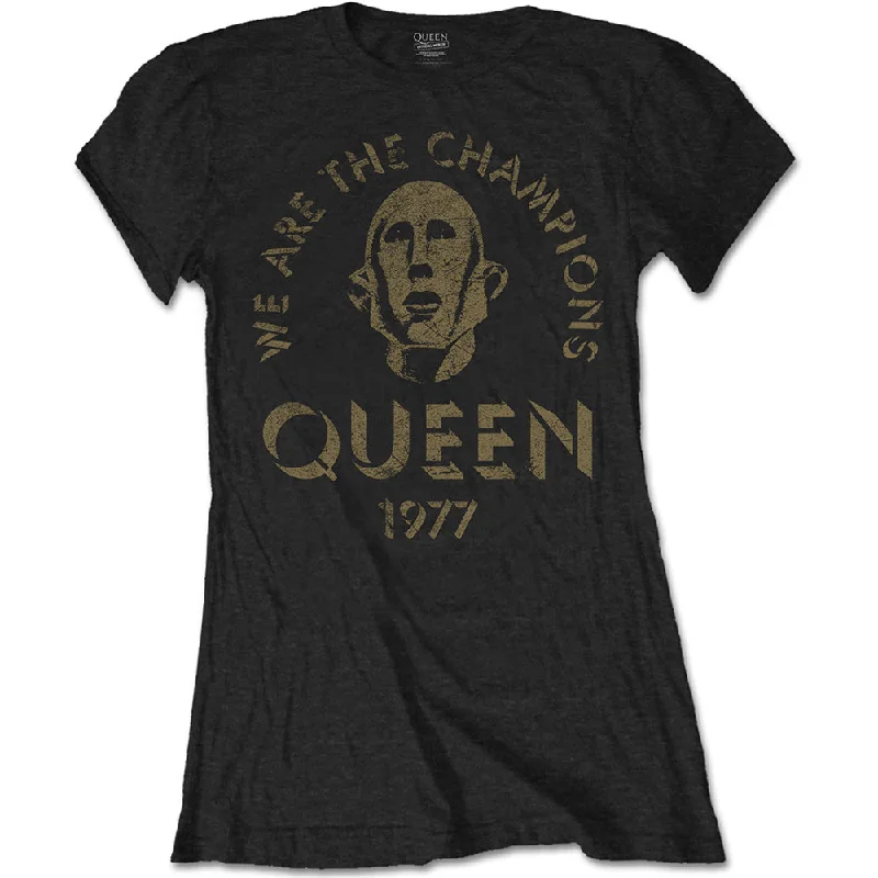 Queen Ladies T-Shirt: We Are The Champions Fashionable Trendy Casual