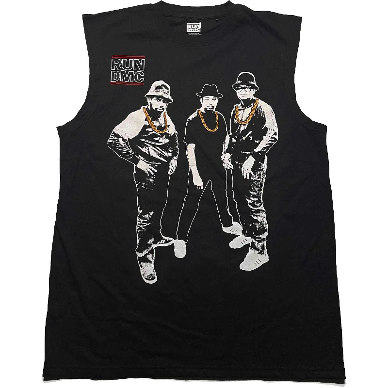 Run DMC Unisex Vest T-Shirt: Gold Chains Photo Solid Color Striped Floral