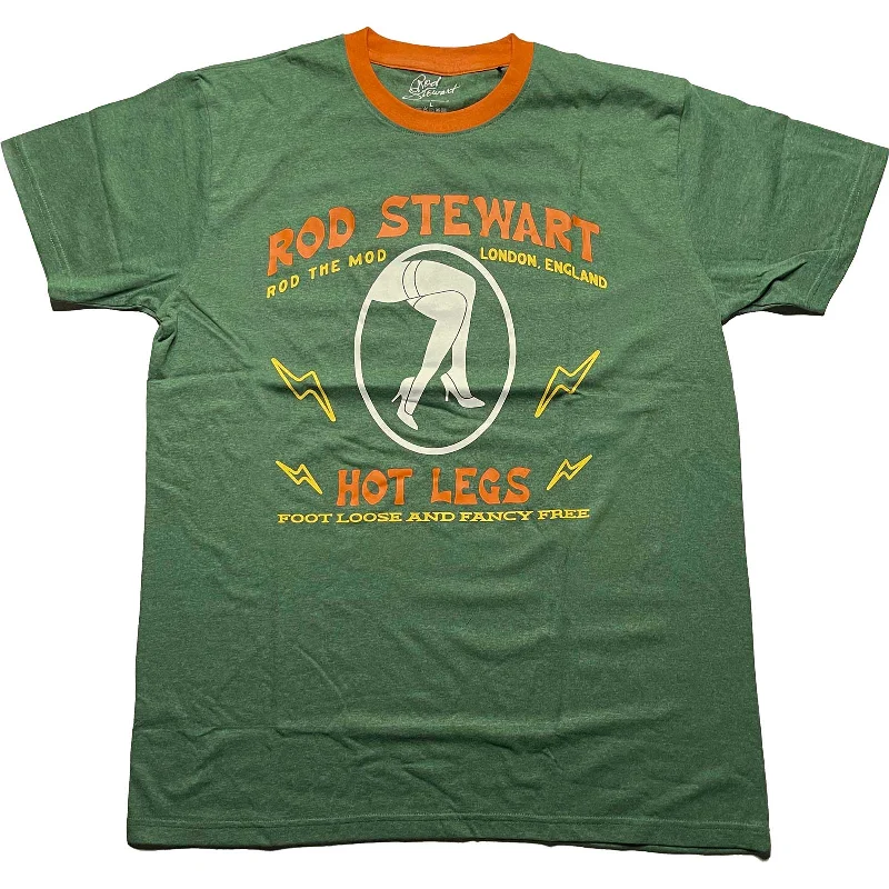 Rod Stewart Unisex Ringer T-Shirt: Hot Legs Notch Collar Peter Pan Collar Cowl Neck