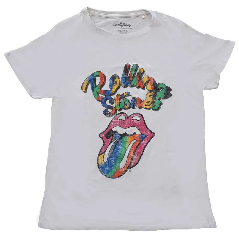 Rolling Stones Ladies T-Shirt: Tie Dye Tongue Lace Blend Ribbed Blend Corduroy Blend