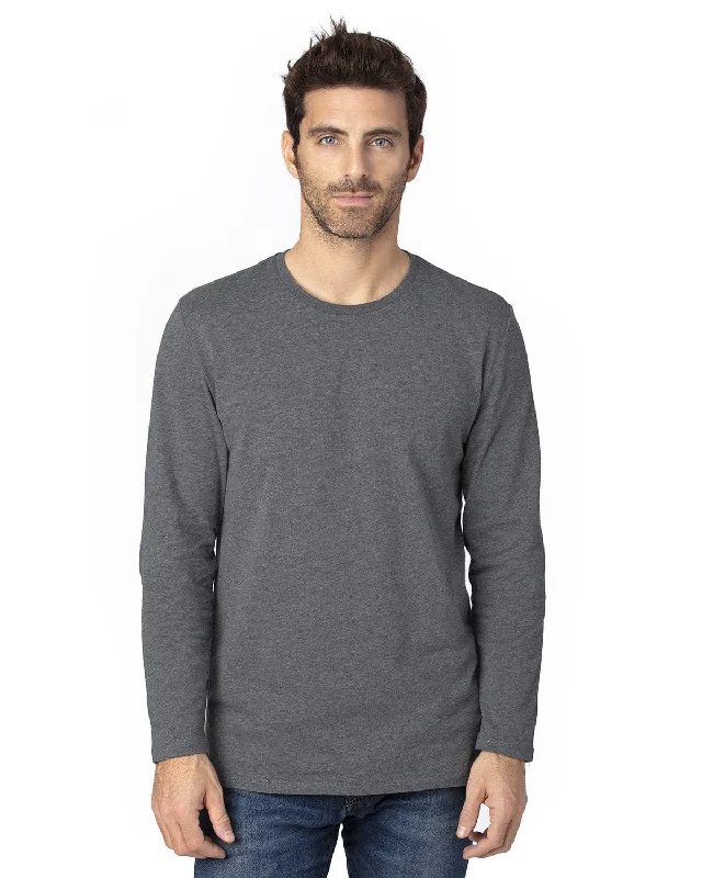 Threadfast Apparel Unisex Ultimate Long Sleeve T-Shirt | Charcoal Heather Silk Blend Satin Velvet