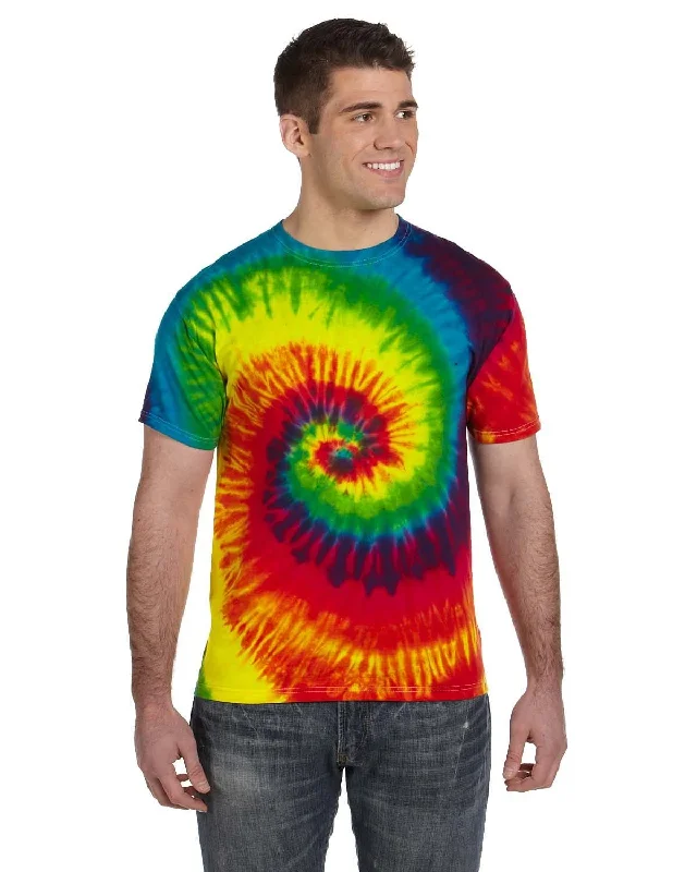 Tie-Dye 100% Cotton Tie-Dyed T-Shirt | Reactive Rainbow Striped Floral Plaid