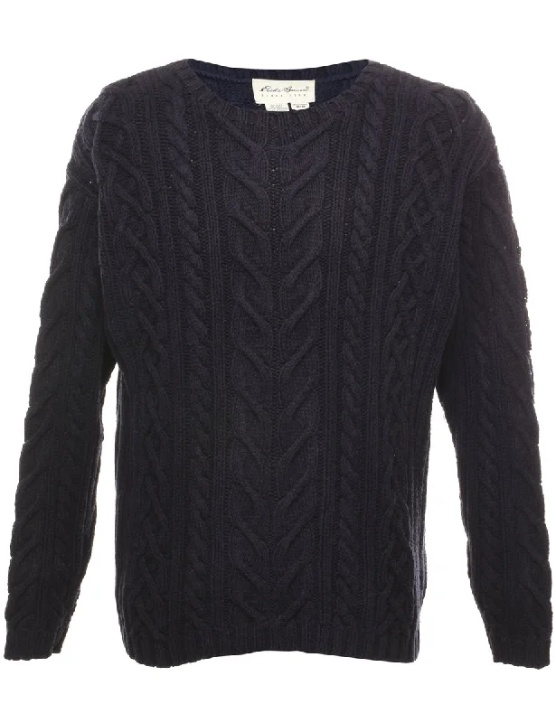 Eddie Bauer Cable Knit Jumper - M Thin Thick Dense