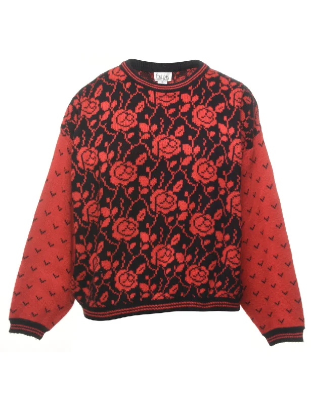 Erika Floral Knit Jumper - M Wool Sweater Cotton Sweater Cashmere Sweater