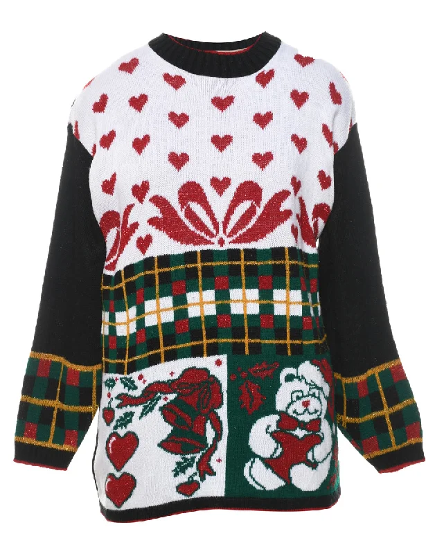 Festive Christmas Jumper - L Silk Blend Satin Velvet