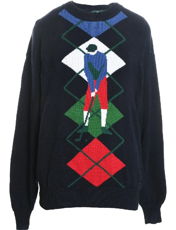 Festive Print Christmas Jumper - L Stretchy Elastic Breathable