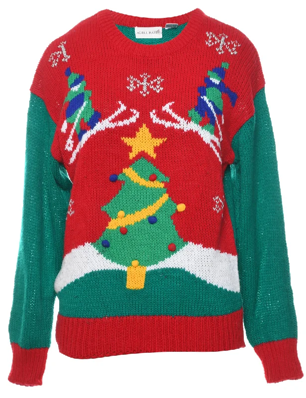 Festive Print Christmas Jumper - L Layered Multi-layer Single Layer