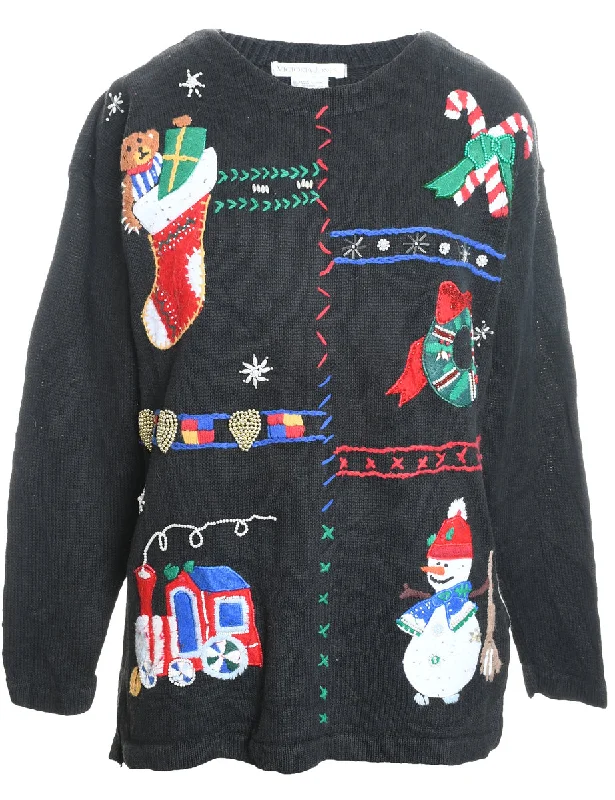 Festive Print Christmas Jumper - M Chenille Fabric Brocade Fabric Lace Fabric