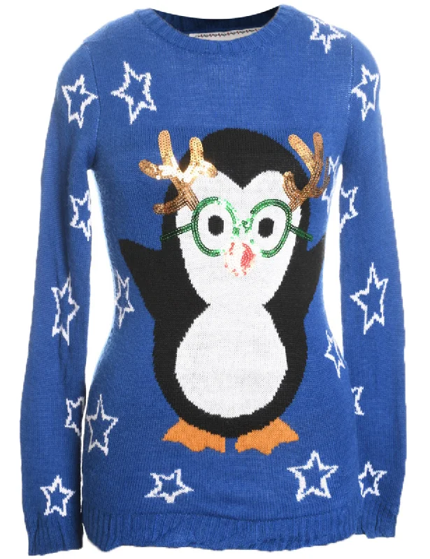 Festive Print Christmas Jumper - S Satin Blend Silk Blend Wool Blend