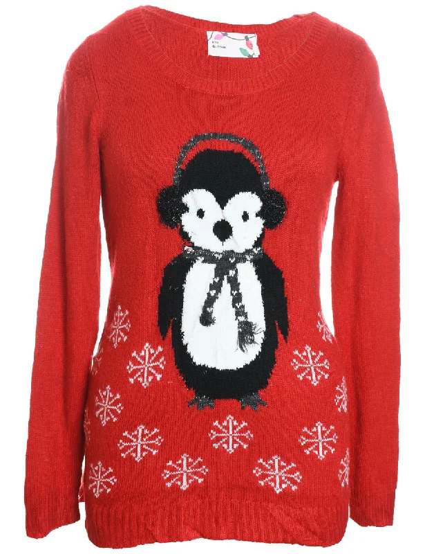 Festive Print Christmas Jumper - S Lace Blend Ribbed Blend Corduroy Blend