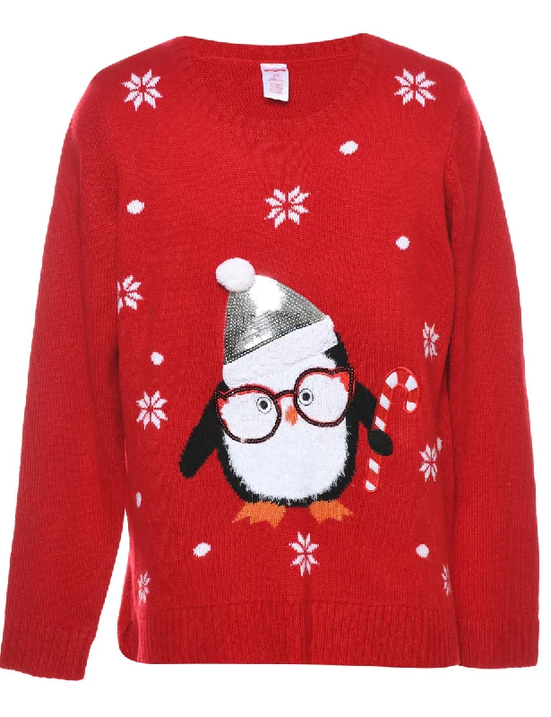 Festive Season Christmas Jumper - L Front Pockets Side Pockets Patch Pockets