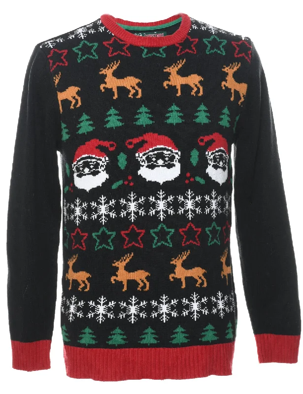 Festive Season Christmas Jumper - L Mesh Sweater Canvas Denim