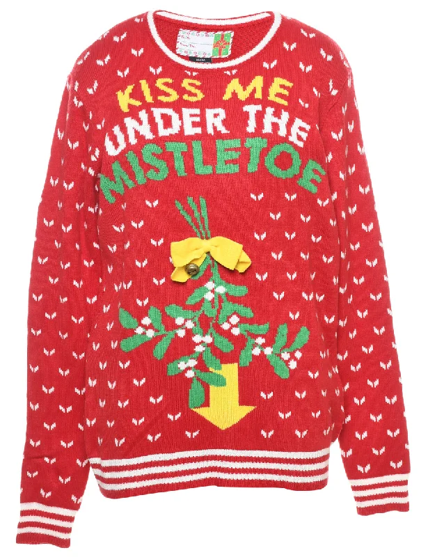 Festive Season Christmas Jumper - M Solid Print Embellished