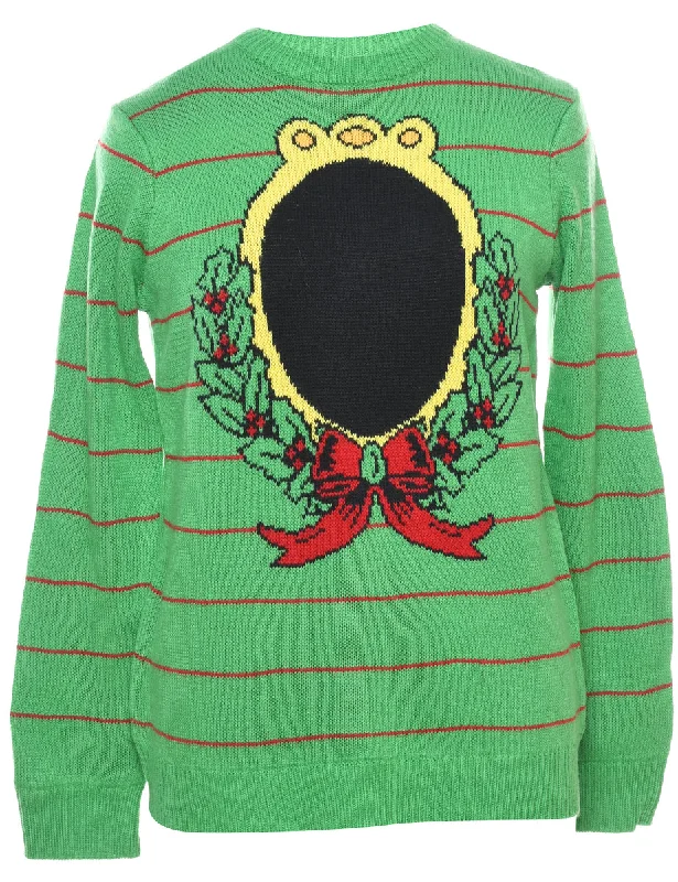 Festive Season Christmas Jumper - M Boat Neck Shawl Collar Notched Collar