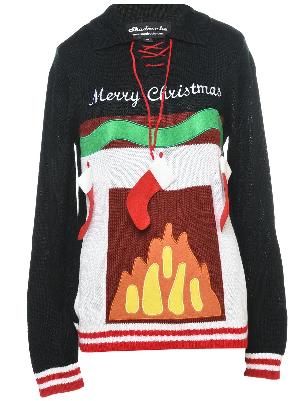 Festive Season Christmas Jumper - S Embroidered Appliqued Beaded