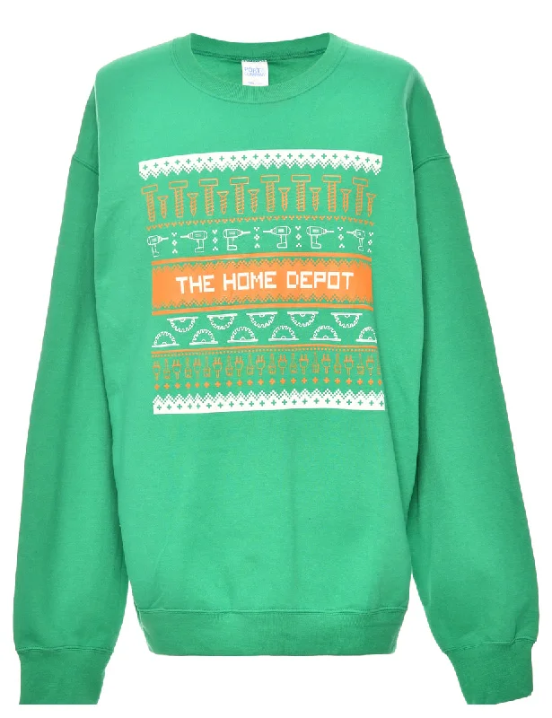 Festive Season Green Christmas Jumper - XL Open Front Closed Front Wrap Front