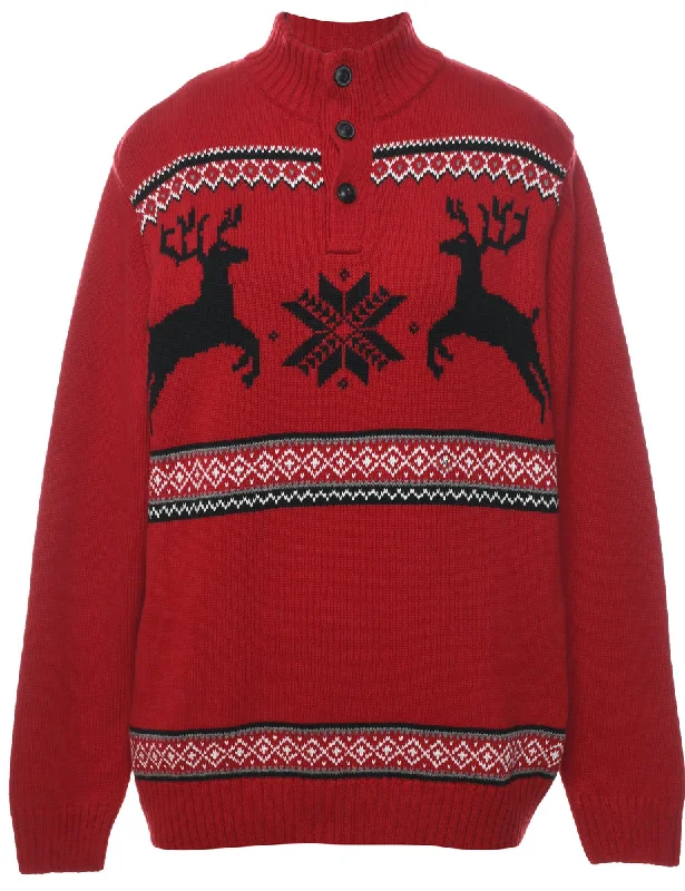 Festive Season Nordic Jumper - M Fitted Slim Tailored