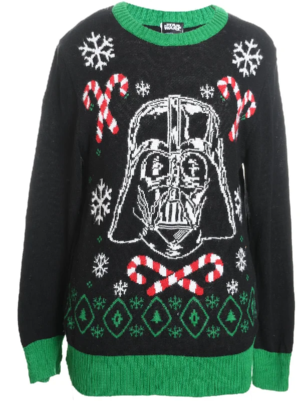 Festive Season Star Wars Design Knit Christmas Jumper - M Print Jacquard Patchwork