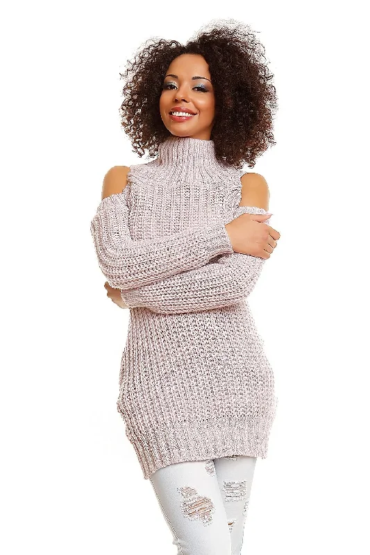 Hard-knitted jumper  PeeKaBoo Notch Collar Peter Pan Collar Cowl Neck