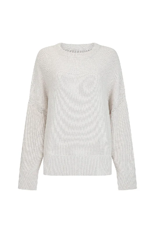 THE ELEMENTS MERINO WOOL BLEND JUMPER - GREY Iron Safe Non-Iron Wrinkle Free