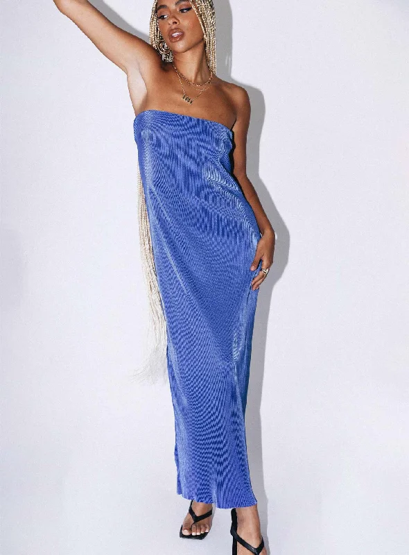 Lenney Maxi Dress Blue Stylish Maxi Dress with Pleats