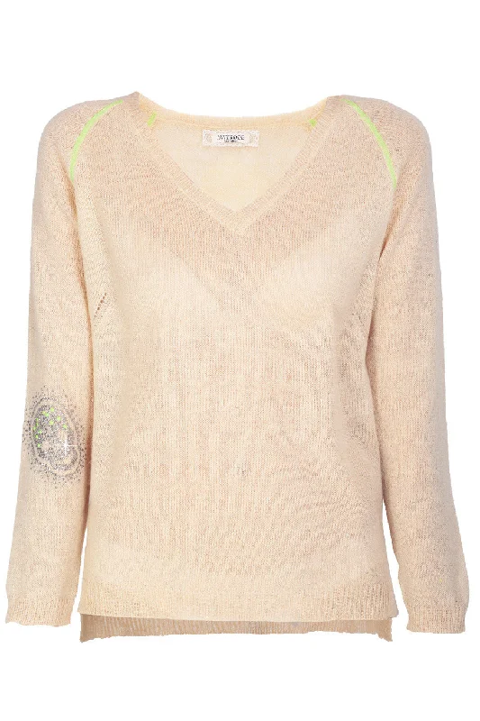 HELMA Beige Crystal Skull Jumper Fleece Sweater Nylon Polyester