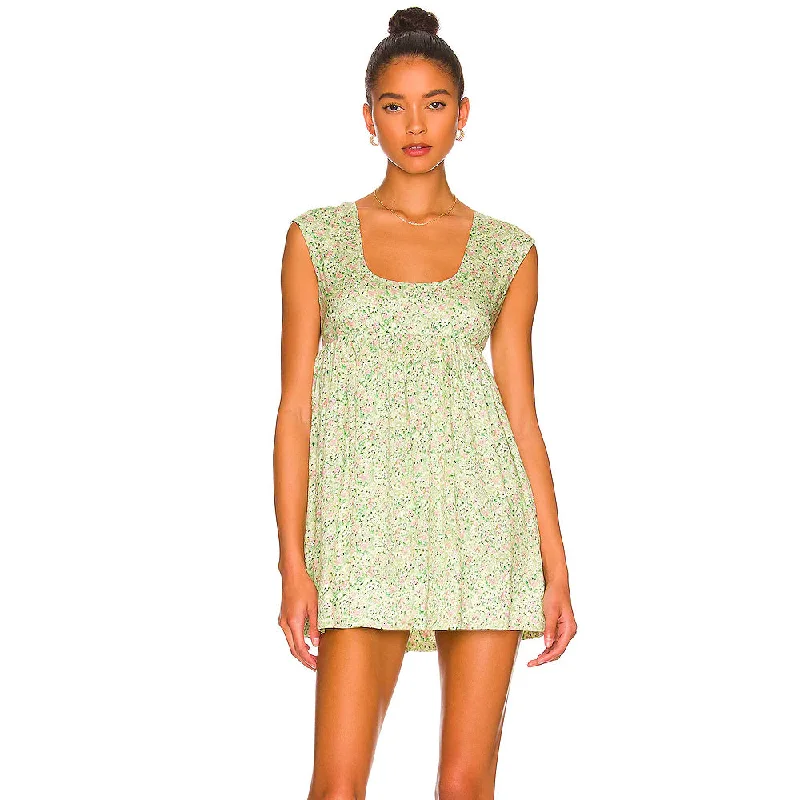 Anna Nata Women's 'Hannah' Floral Mini Dress in Light Sage Stylish Plaid Mini Dress