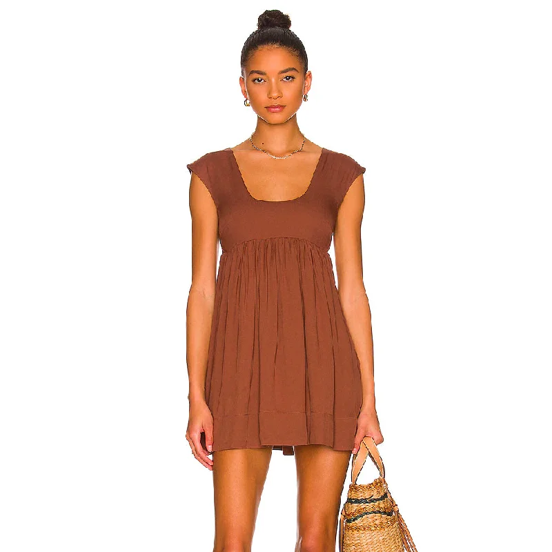 Anna Nata Women's 'Hannah' Mini Dress in Sepia Brown Elegant Velvet Mini Dress