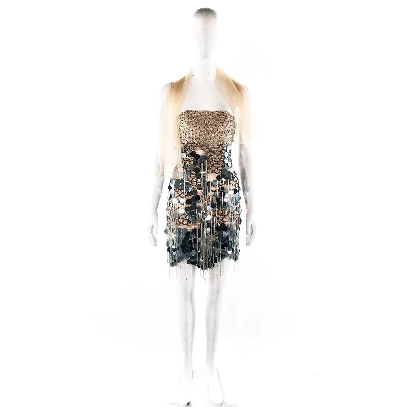 BG HAUTE VINTAGE GOLD/SILVER BEADED/SEQUIN MINI DRESS-0 Elegant Sequin Mini Dress