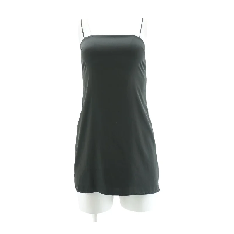 Black Solid Mini Dress Elegant Silk Mini Dress