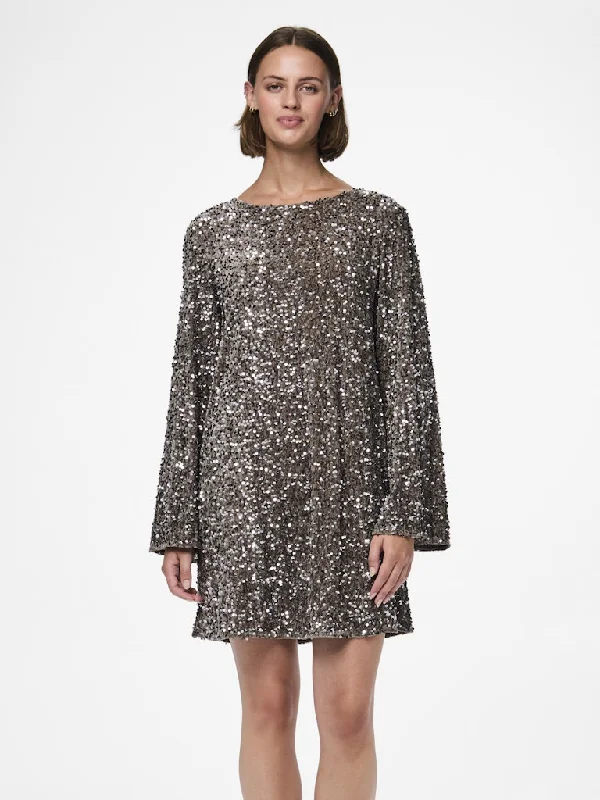 Kam Sequin Long Sleeve Mini Dress Elegant Satin Mini Dress