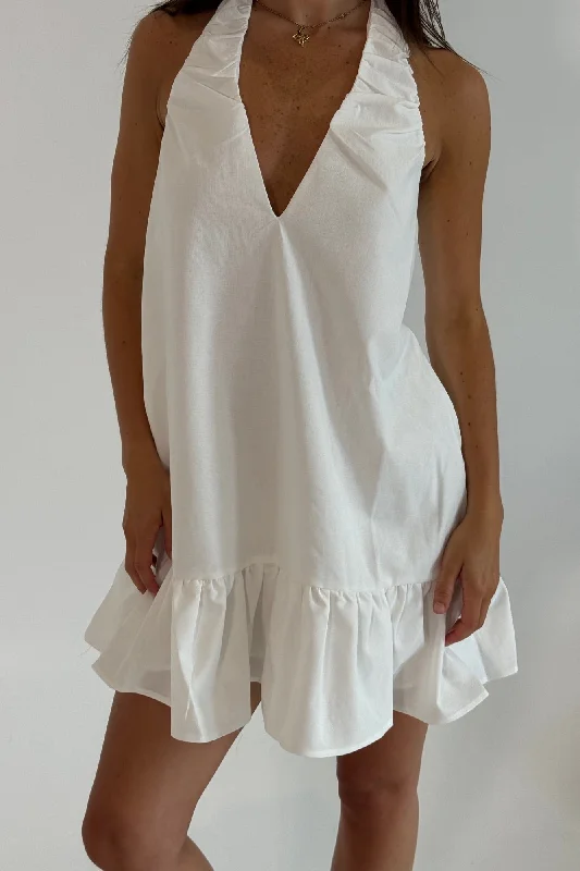 Monroe Mini Dress White Trendy Mini Dress with Belt