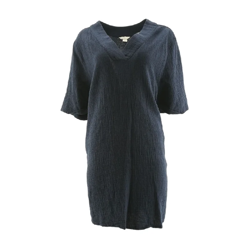 Navy Solid Mini Dress Cozy Ribbed Mini Dress