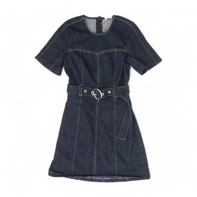 Navy Solid Mini Dress Trendy Mini Dress with Belt