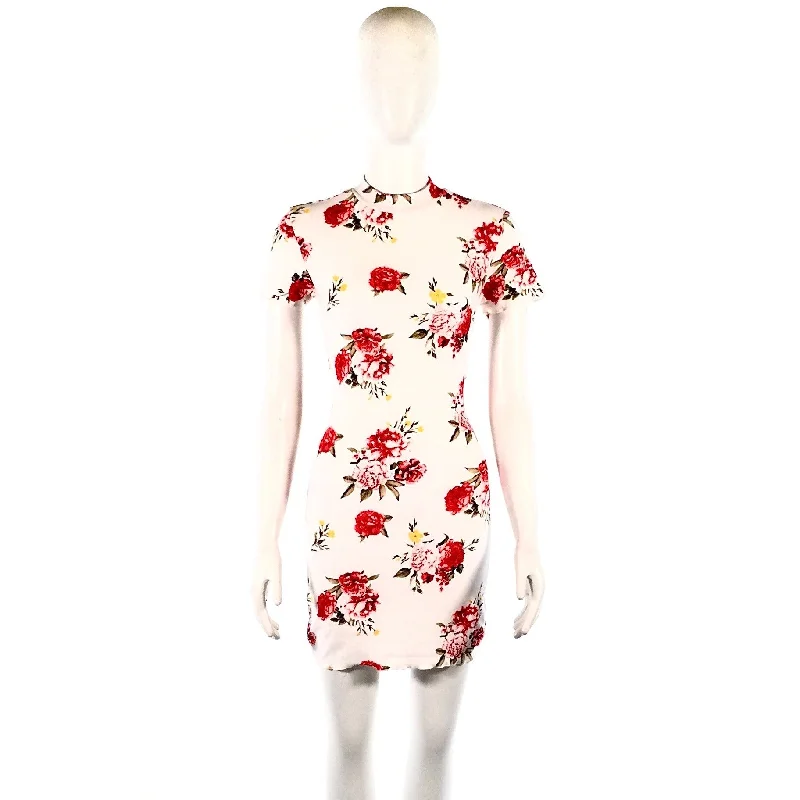 RILEY & JAMES WHITE & RED FLORAL MINI DRESS-S Elegant Sequin Mini Dress