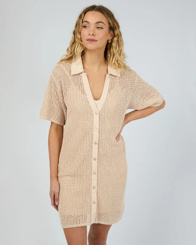 Sadie Shirt Mini Dress Natural Comfortable Fit-and-Flare Mini Dress