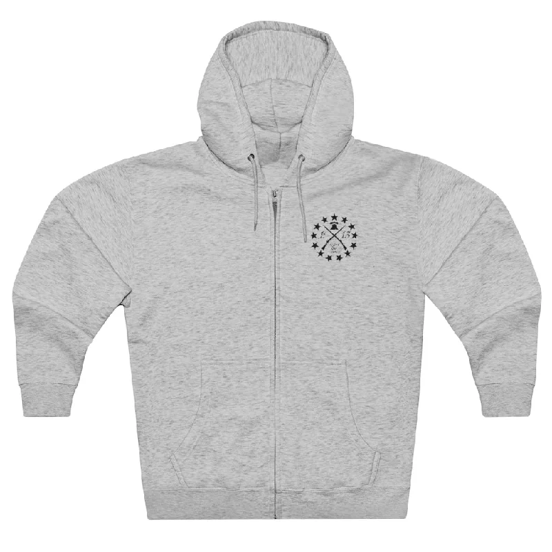 1st Thirteen (Logo Only), Premium Full Zip Hoodie Hoodie with Side Slits Relaxed Casual