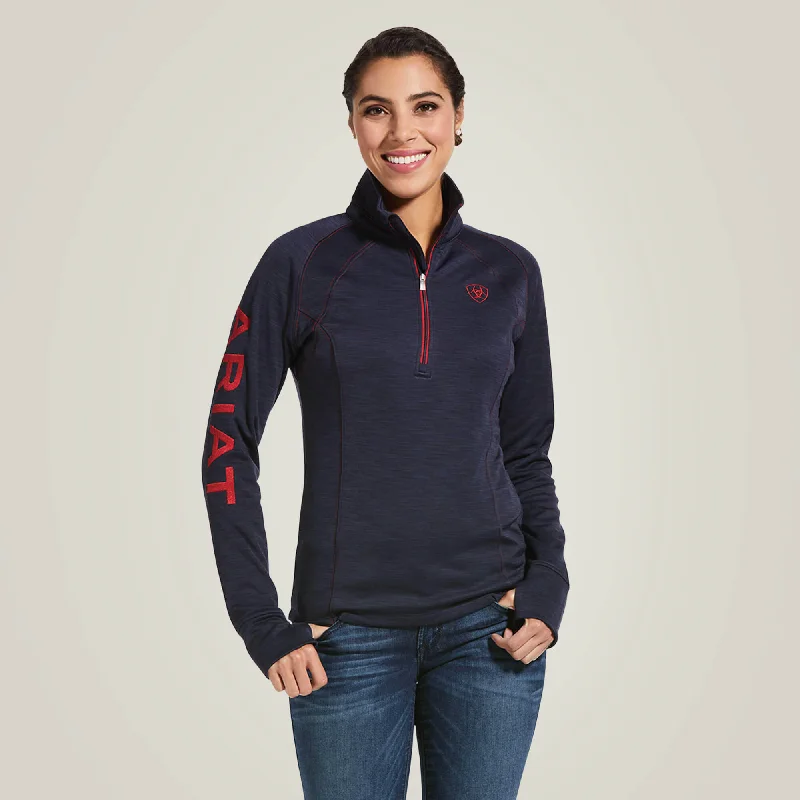 Ariat Women's Tek Team 1/2 Zip Sweatshirt - Navy Heather Hoodie with Relaxed Fit Easy Casual