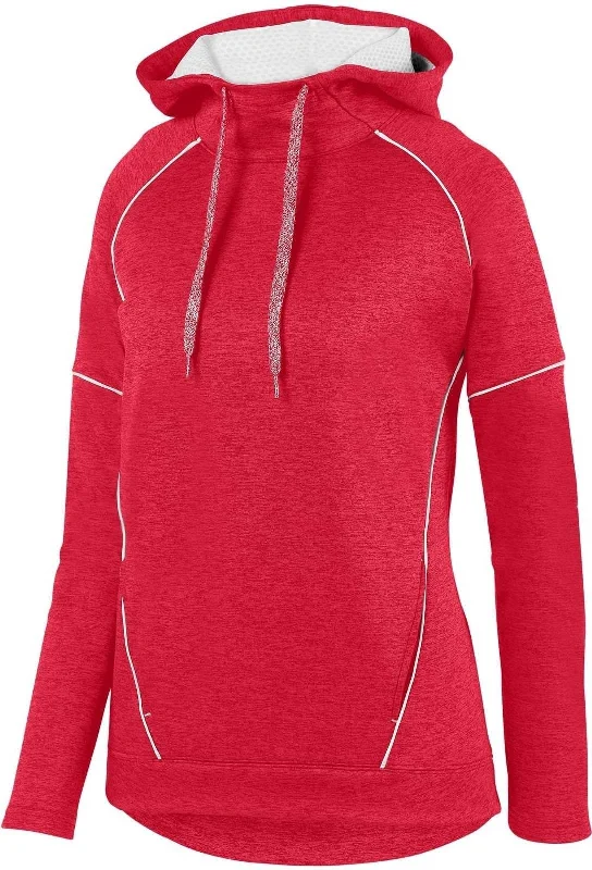 Augusta 5556 Ladies Zoe Tonal Heather Hoody - Red White Hoodie with Pattern Geometric Abstract