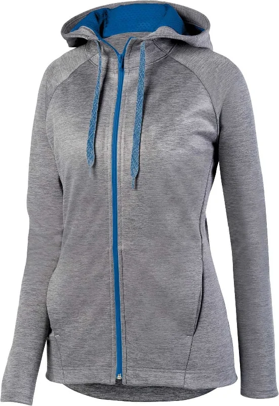 Augusta 5558 Ladies Zoe Tonal Heather Full Zip Hoody - Graphite Royal Hoodie with Emblem Brand Identity