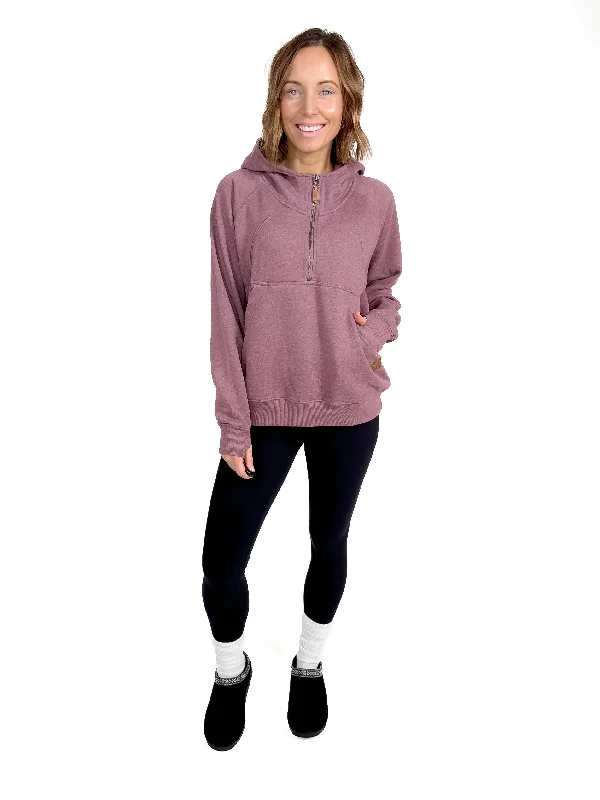 Averley Hooded Fleece- MAUVE Hoodie with Emblem Brand Identity